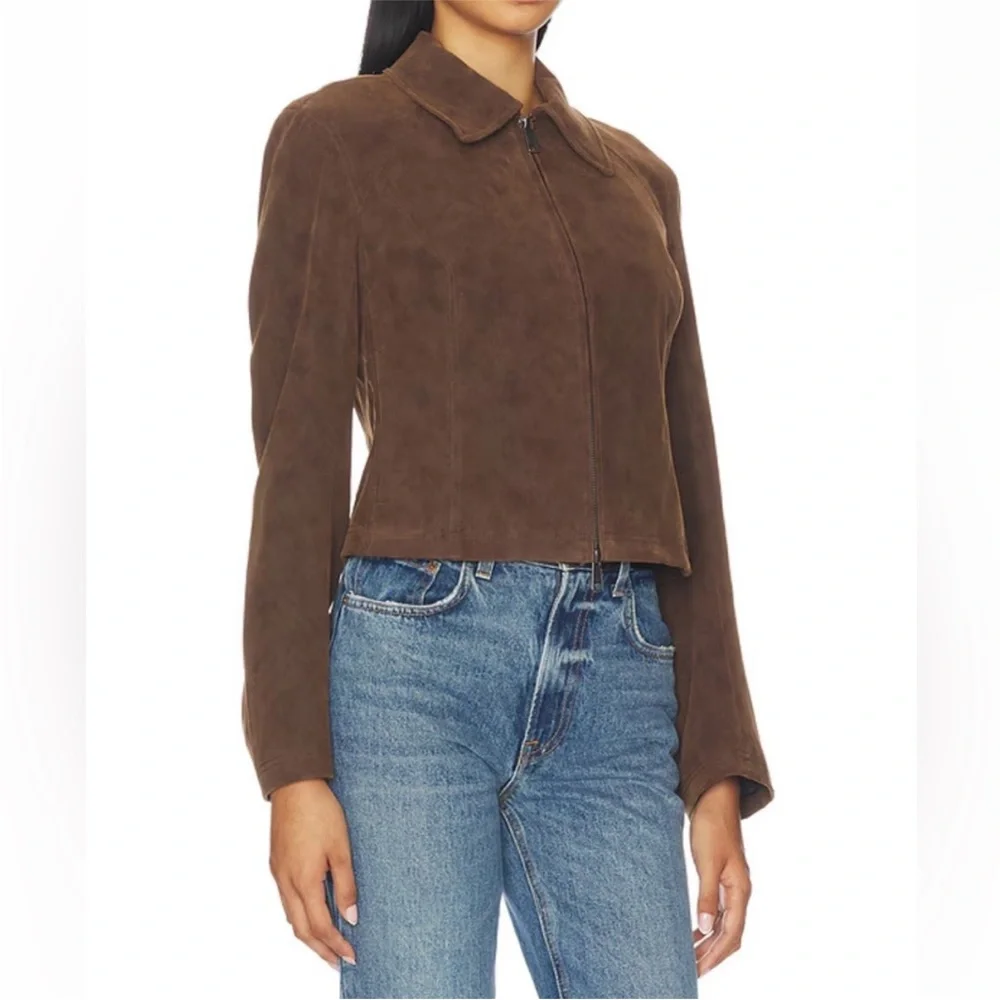 Free People X We The Free River Faux Suede Jacket in Double Espresso - Picture 2 of 7